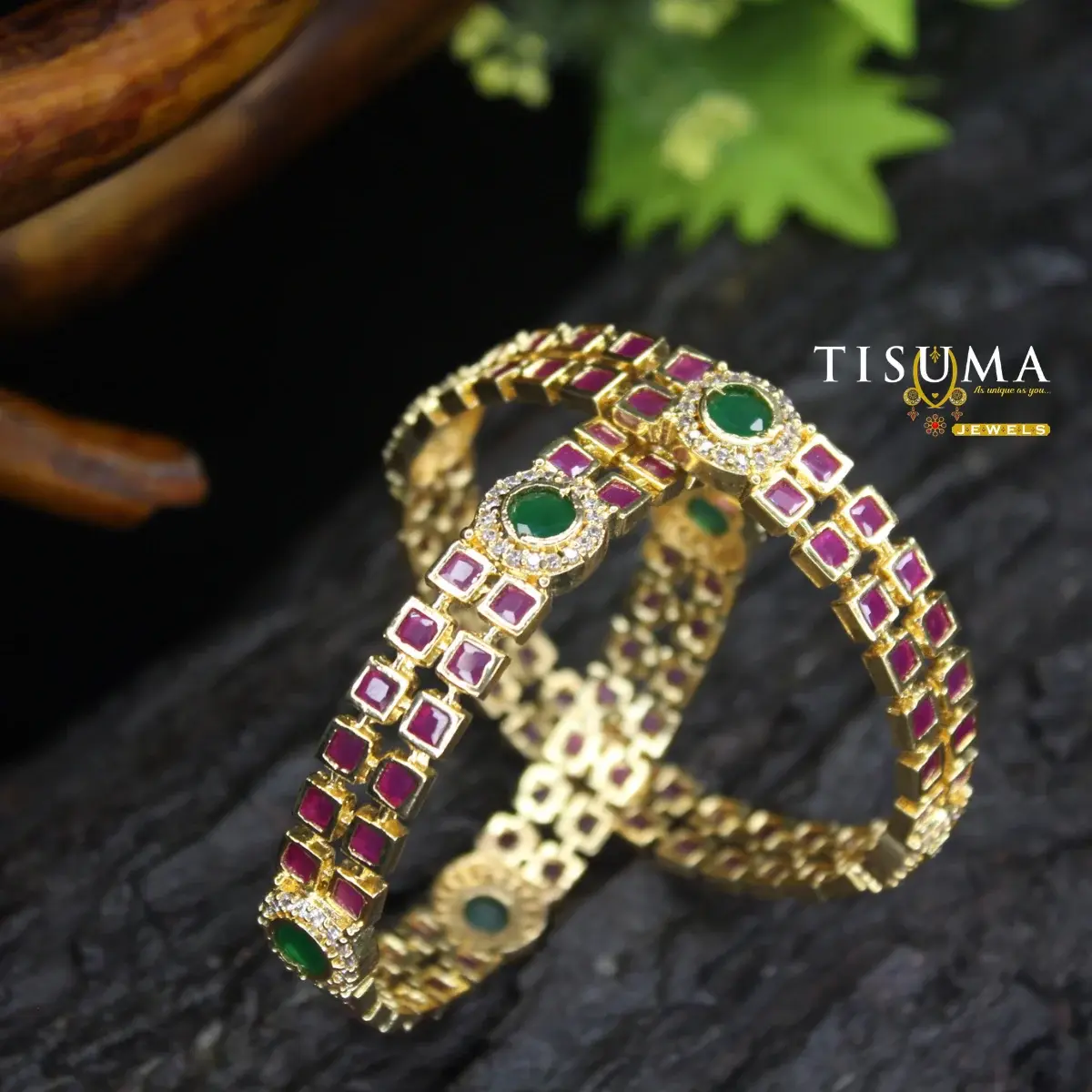 Ruby Square AD Bangles